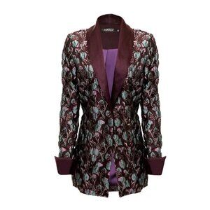 Marge Blazer Jacket Size 10 Deep Plum art to wear Elin Textured Jacquard